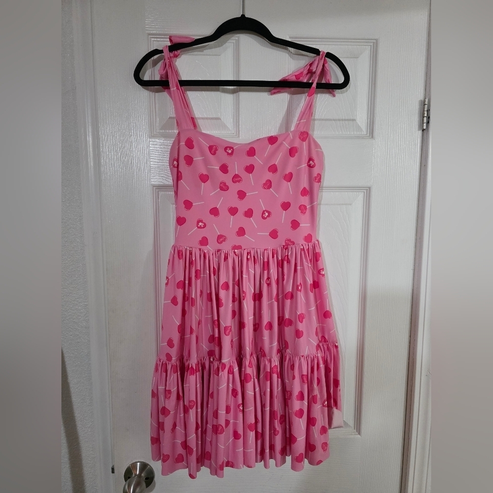Blackmilk x Barbie pink lollipop tie the knot tiered frill dress mini Dollskill - Picture 2 of 5